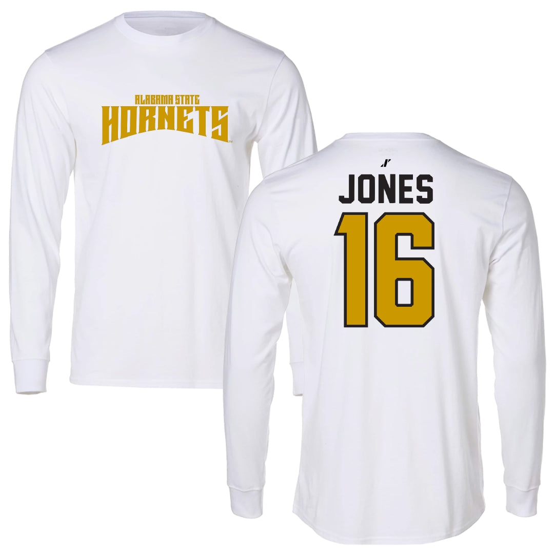 Alabama State University Volleyball White Classic Performance Long Sleeve - #16 Essence Jones