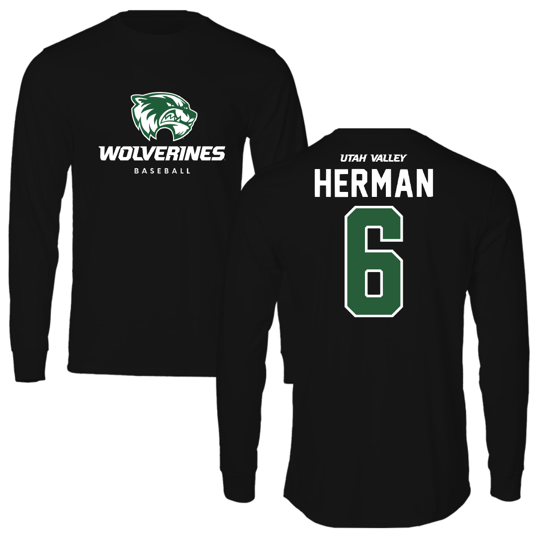 Utah Valley University Baseball Black Performance Long Sleeve - #6 Carston Herman