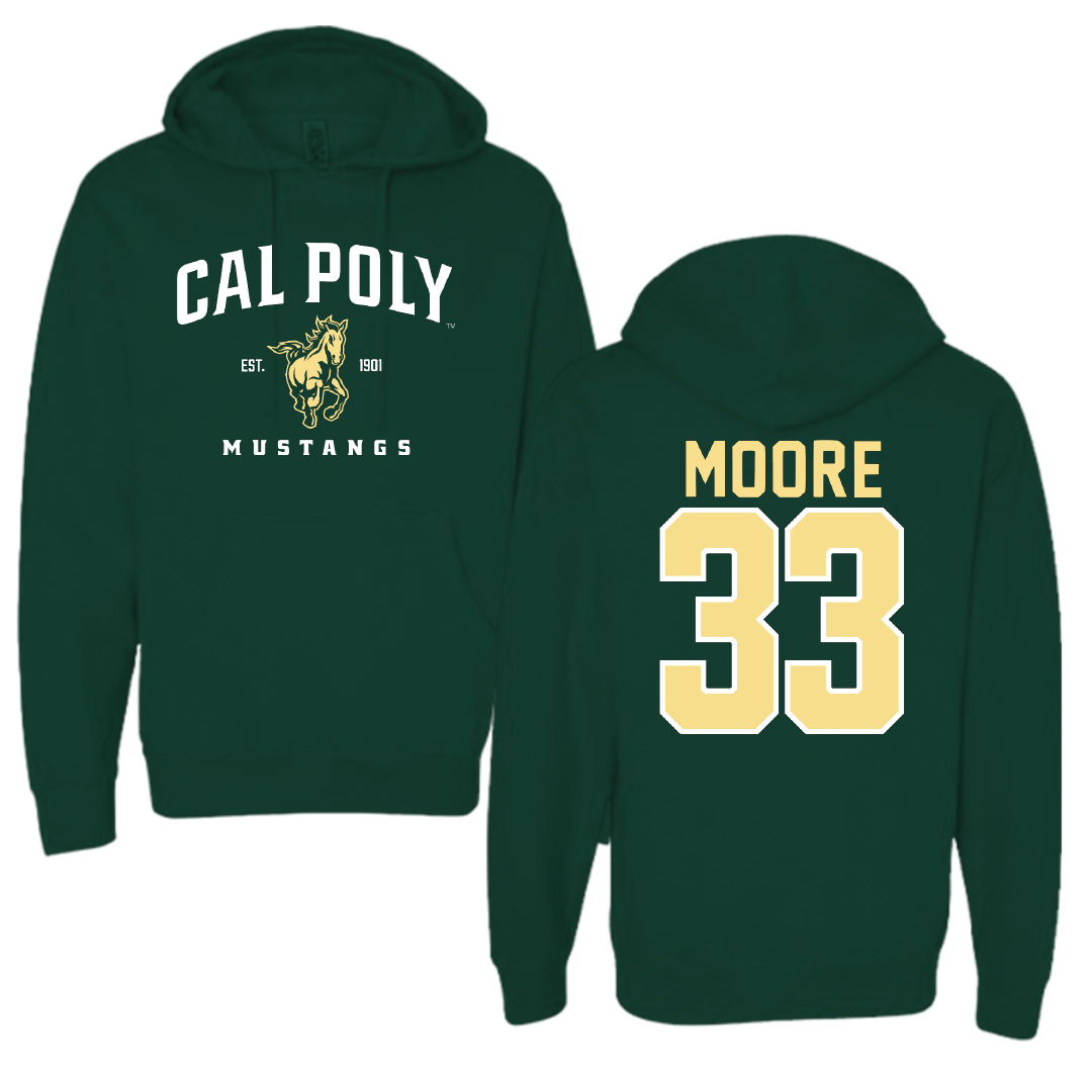 Cal Poly Football Forest Green General Hoodie - #33 Spencer Moore