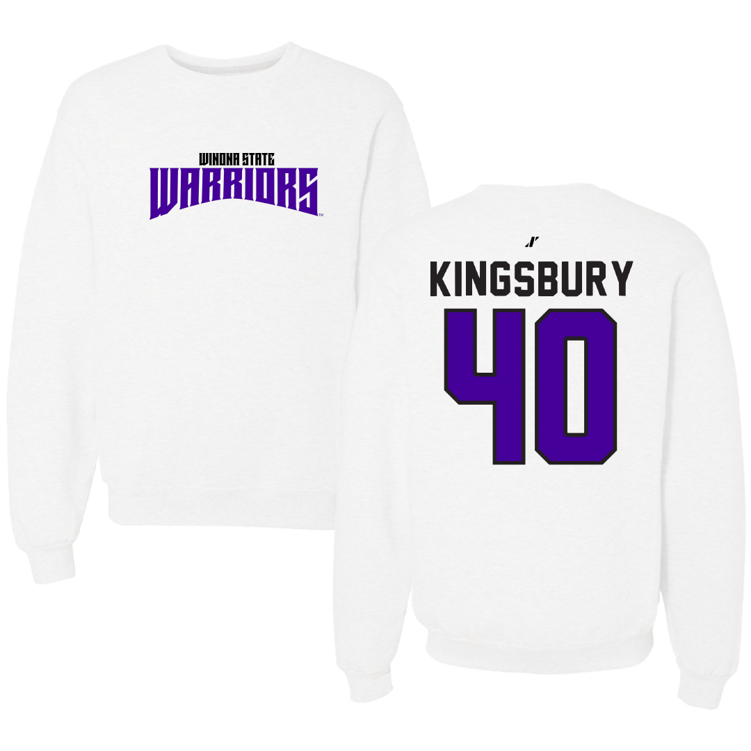 Winona State University Football White Classic Crewneck - #40 Ben Kingsbury