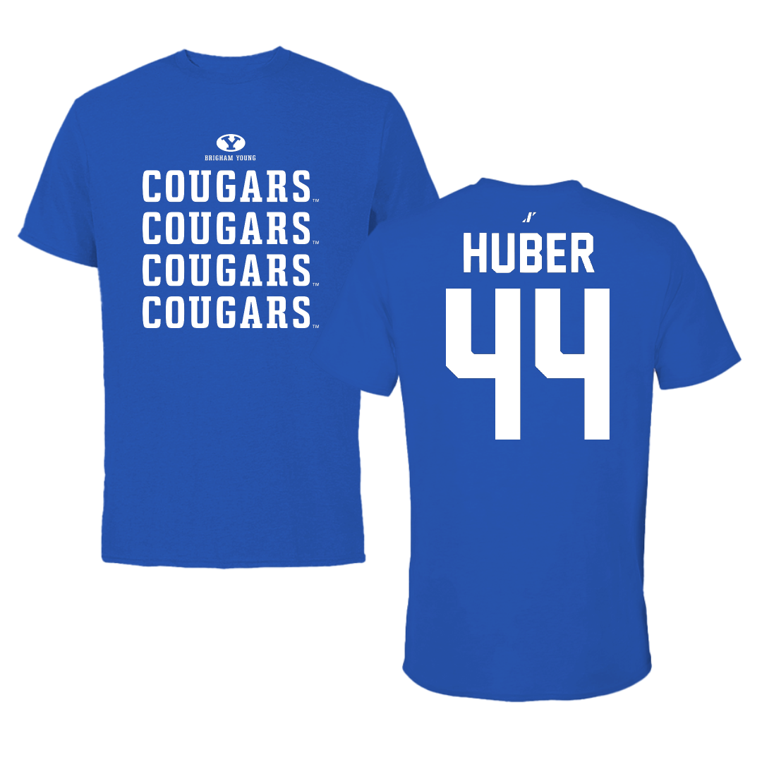 Brigham Young University Softball Blue General Performance Tee - #44 Hina Huber