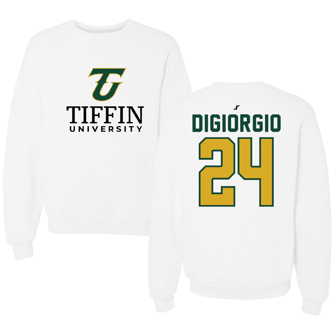 Tiffin University Lacrosse White Crewneck - #24 Aaron DiGiorgio
