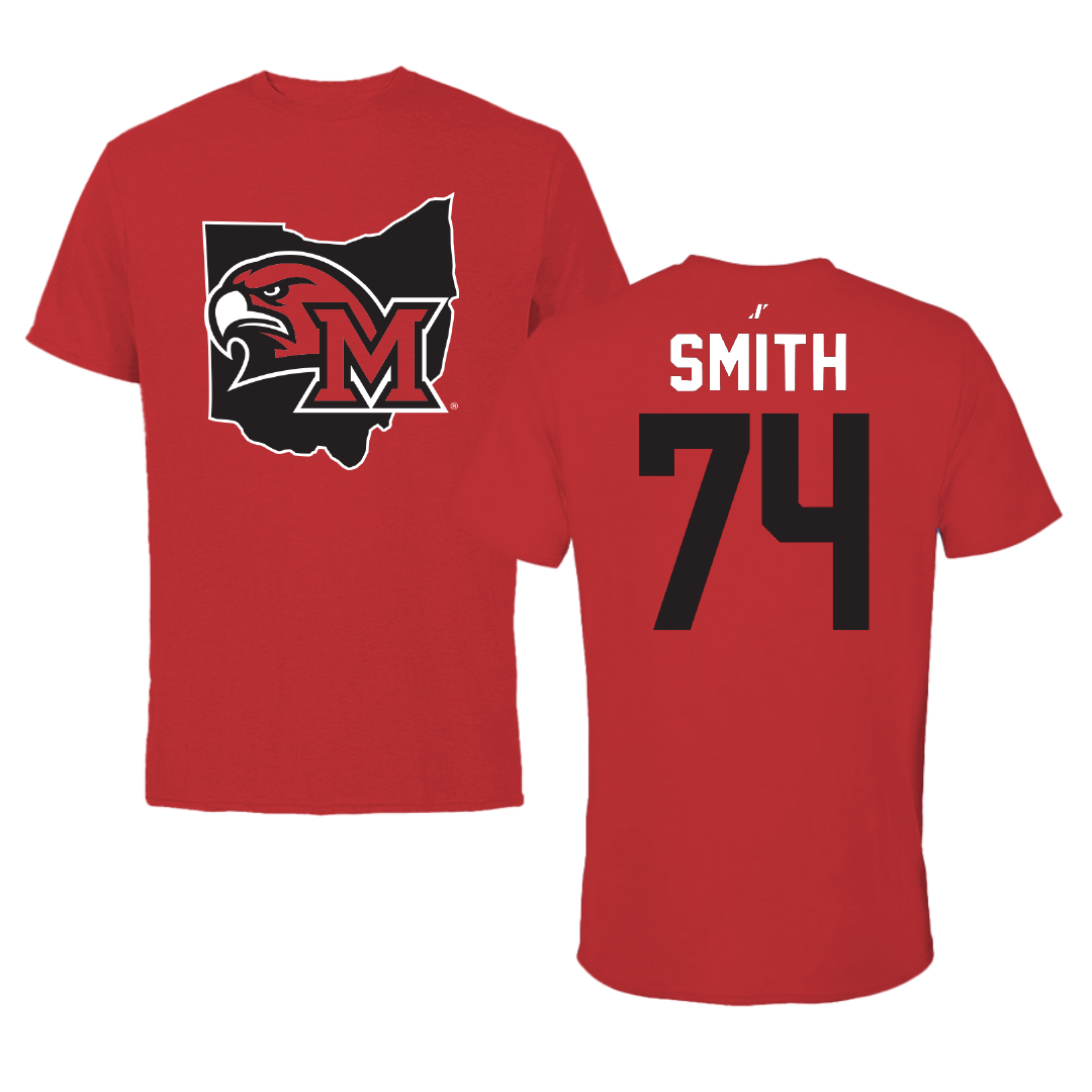 Miami University (Ohio) Football Red State Performance Tee - #74 Gregory Smith
