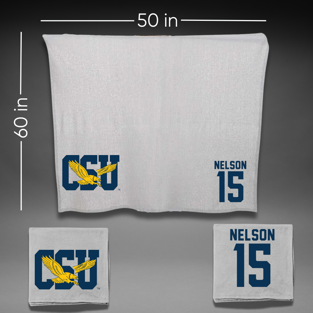Coppin State University Basketball Gray Blanket - #15 Macahi Nelson