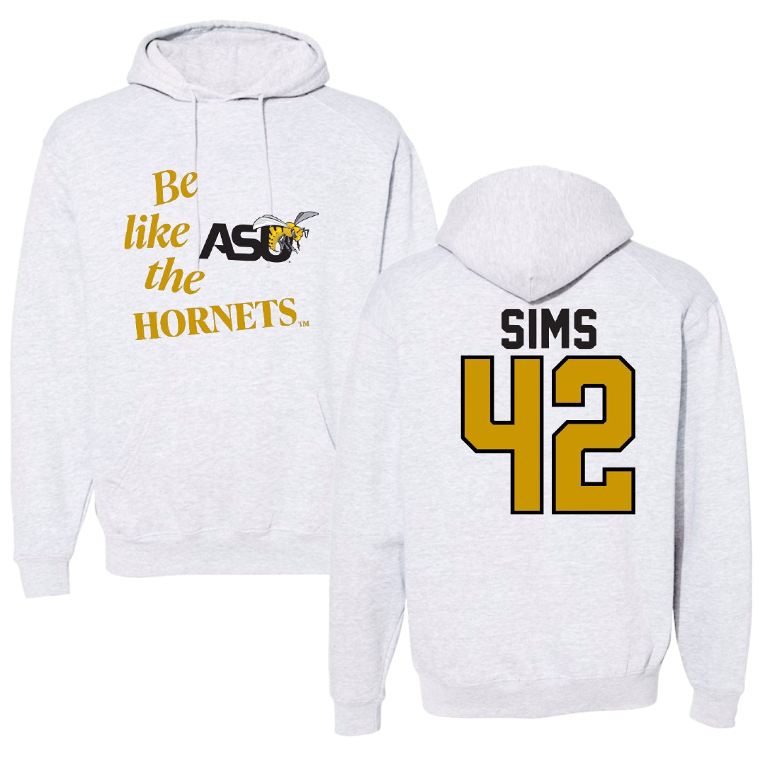Alabama State University Football Light Gray Be Like Us Hoodie - #42 Tashaun Sims