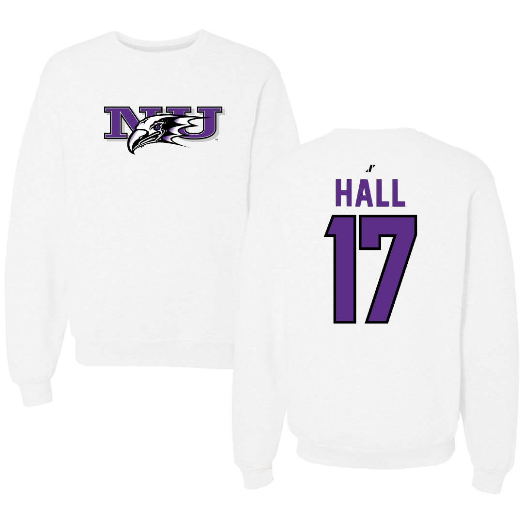 Niagara University Baseball White Crewneck - #17 Carter Hall