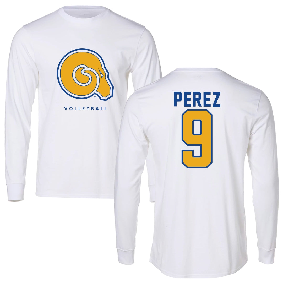 Albany State University Volleyball White Performance Long Sleeve - #9 Jarianis Perez
