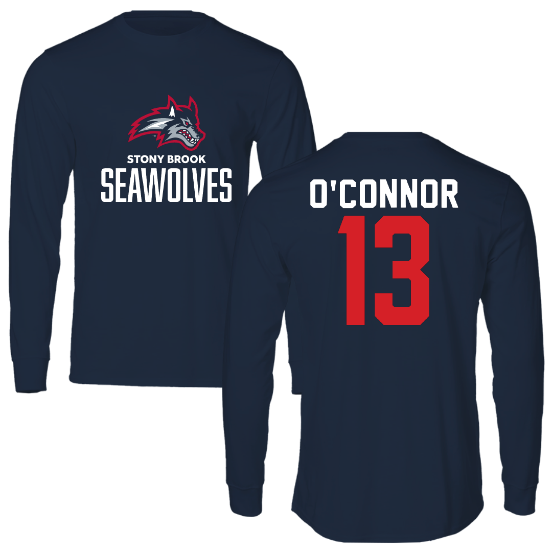 Stony Brook University Basketball Navy Long Sleeve - #13 Collin O'Connor