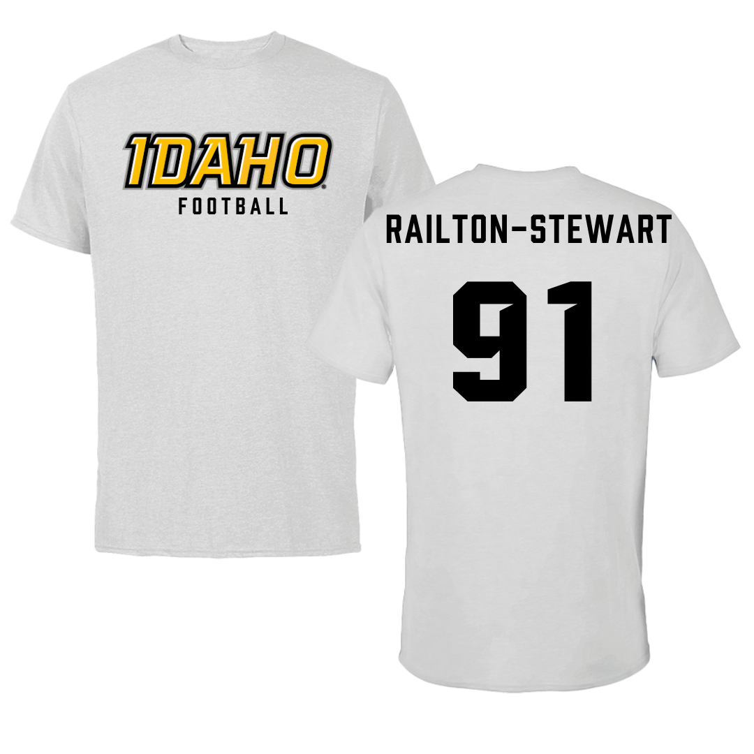 University of Idaho Football Gray Performance Tee - #91 Malakai Railton-Stewart