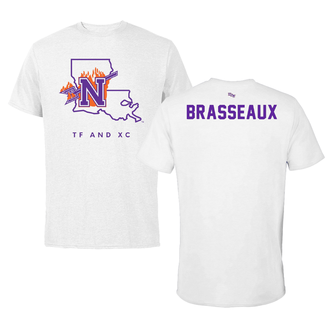 Northwestern State University TF and XC White Performance Tee - Benjamin Brasseaux