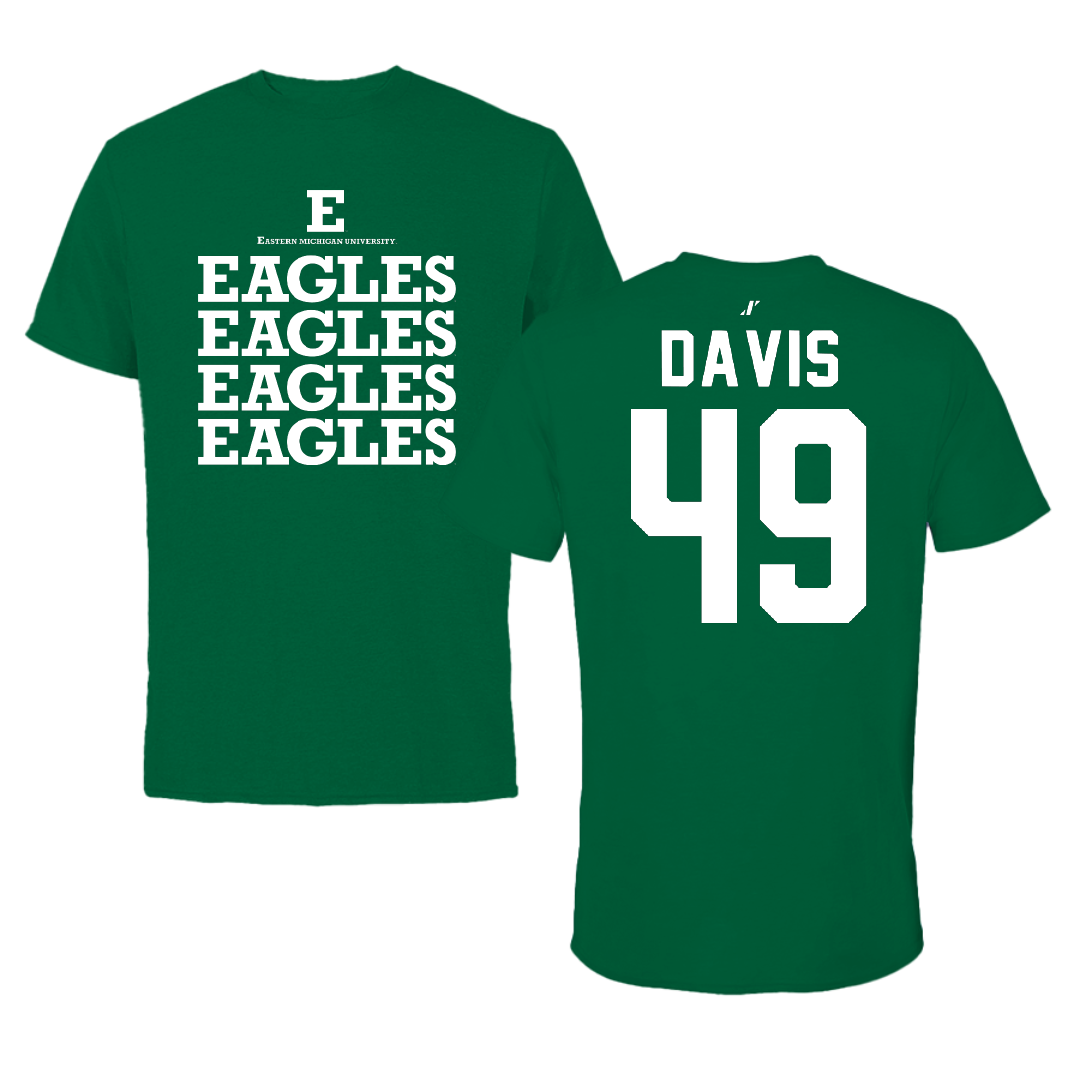 Eastern Michigan University Baseball Green General Performance Tee - #49 Ethan Davis