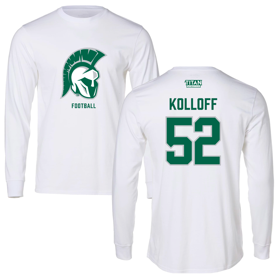 Illinois Wesleyan University Football White Performance Long Sleeve - #52 Ethan Kolloff
