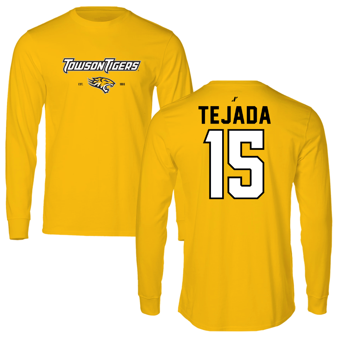Towson University Basketball Gold General Performance Long Sleeve - #15 Tyler Tejada