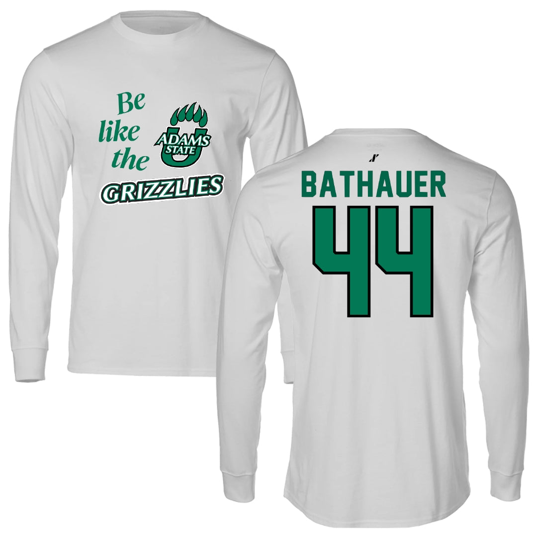 Adams State University Baseball Light Gray Be Like Us Performance Long Sleeve - #44 Mike Bathauer