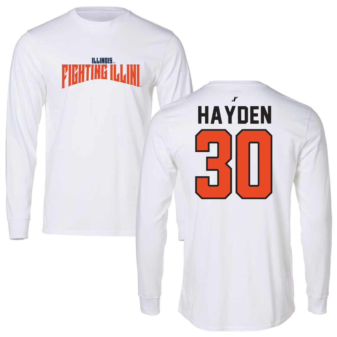 University of Illinois Football White Classic Performance Long Sleeve - #30 Jojo Hayden