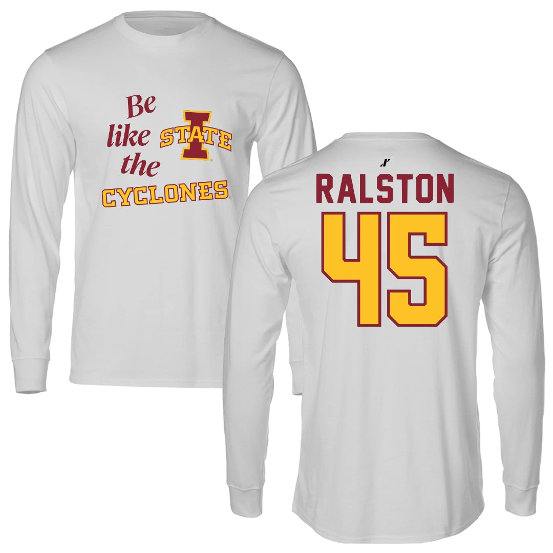 Iowa State University Softball Light Gray Be Like Us Performance Long Sleeve - #45 Jaiden Ralston