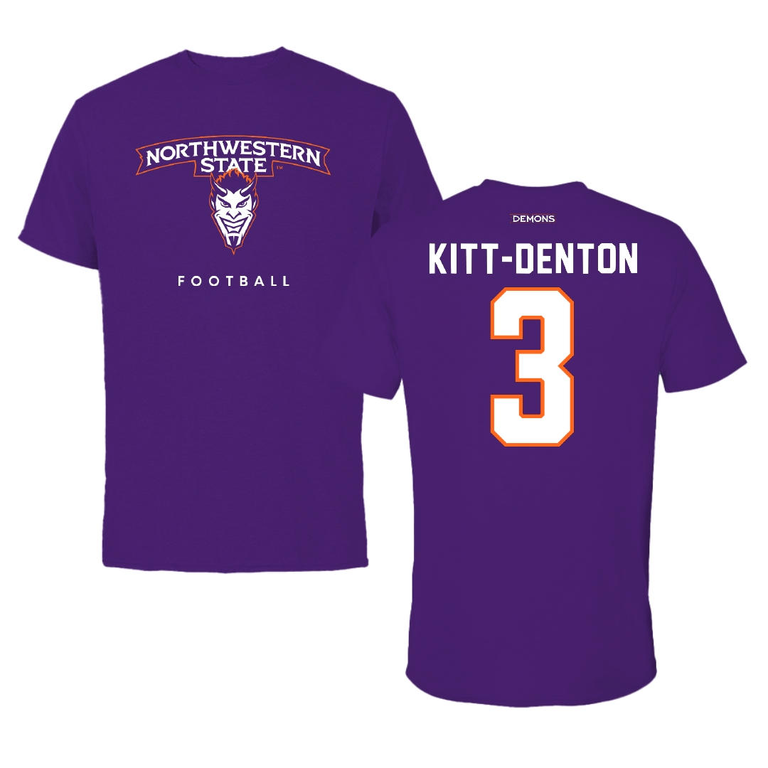Northwestern State University Football Purple Mascot Performance Tee - #3 Myles Kitt-Denton
