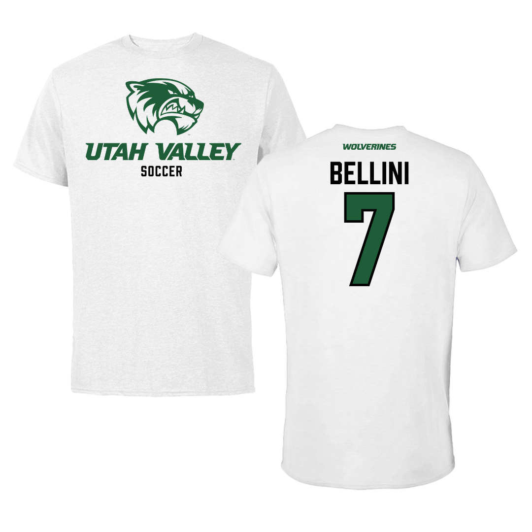 Utah Valley University Soccer White Performance Tee - #7 Kendi Bellini