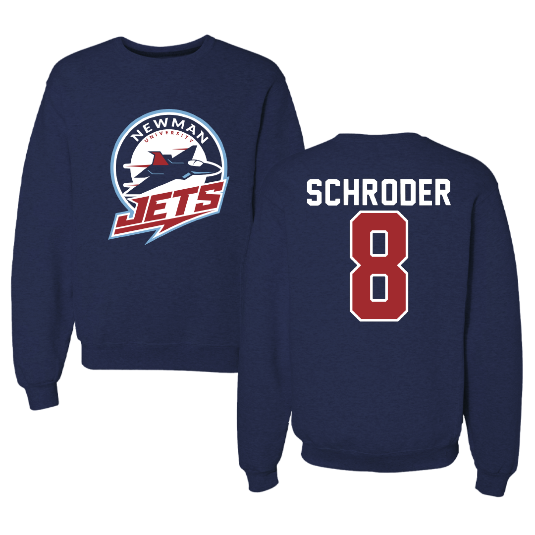 Newman University Soccer Navy Crewneck - #8 Cameron Schroder