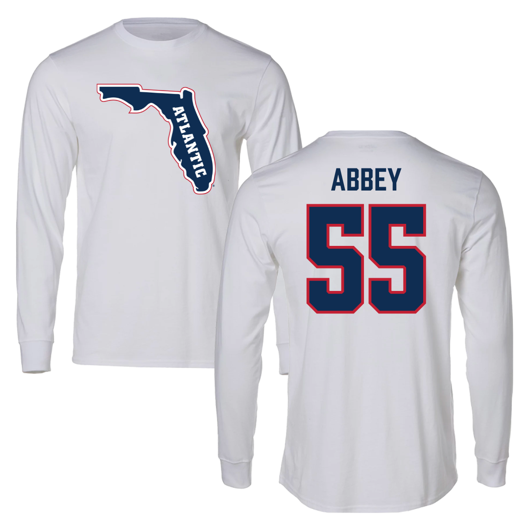 Florida Atlantic University Baseball White Performance Long Sleeve - #55 Zachary Abbey