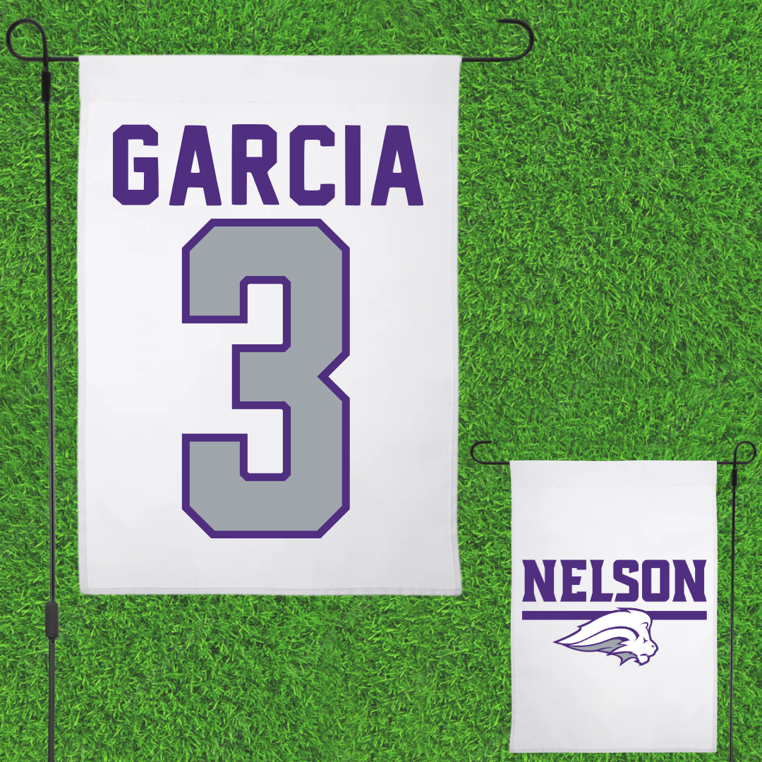 Nelson University Soccer White Garden Flag - #3 Jasmine Garcia