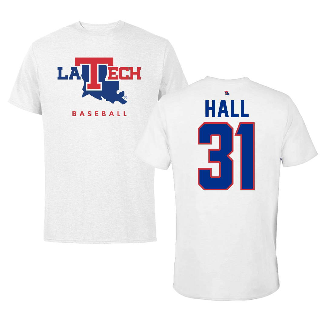 Louisiana Tech University Baseball White Performance Tee - #31 Caleb Hall