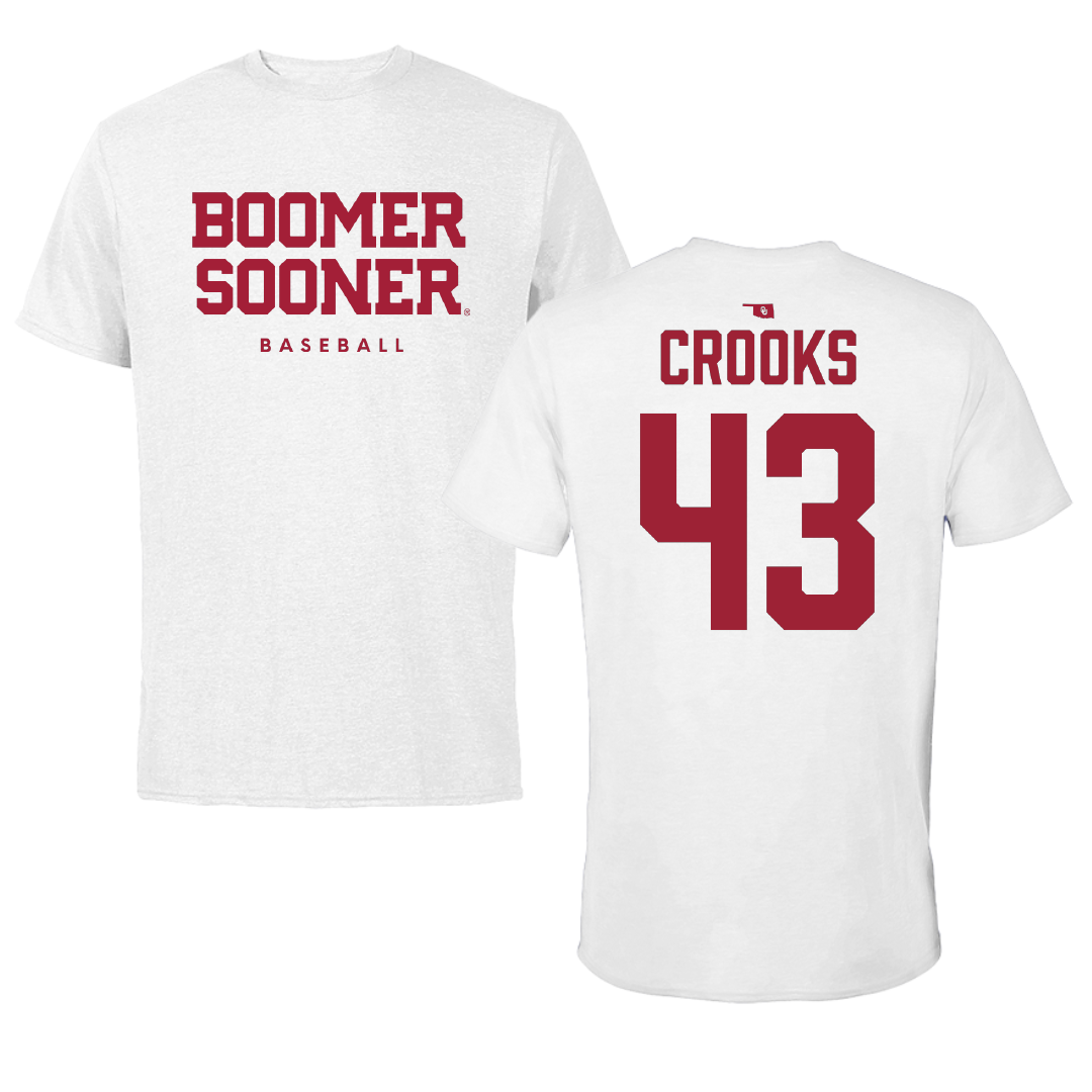 University of Oklahoma Baseball White Performance Tee - #43 Dylan Crooks