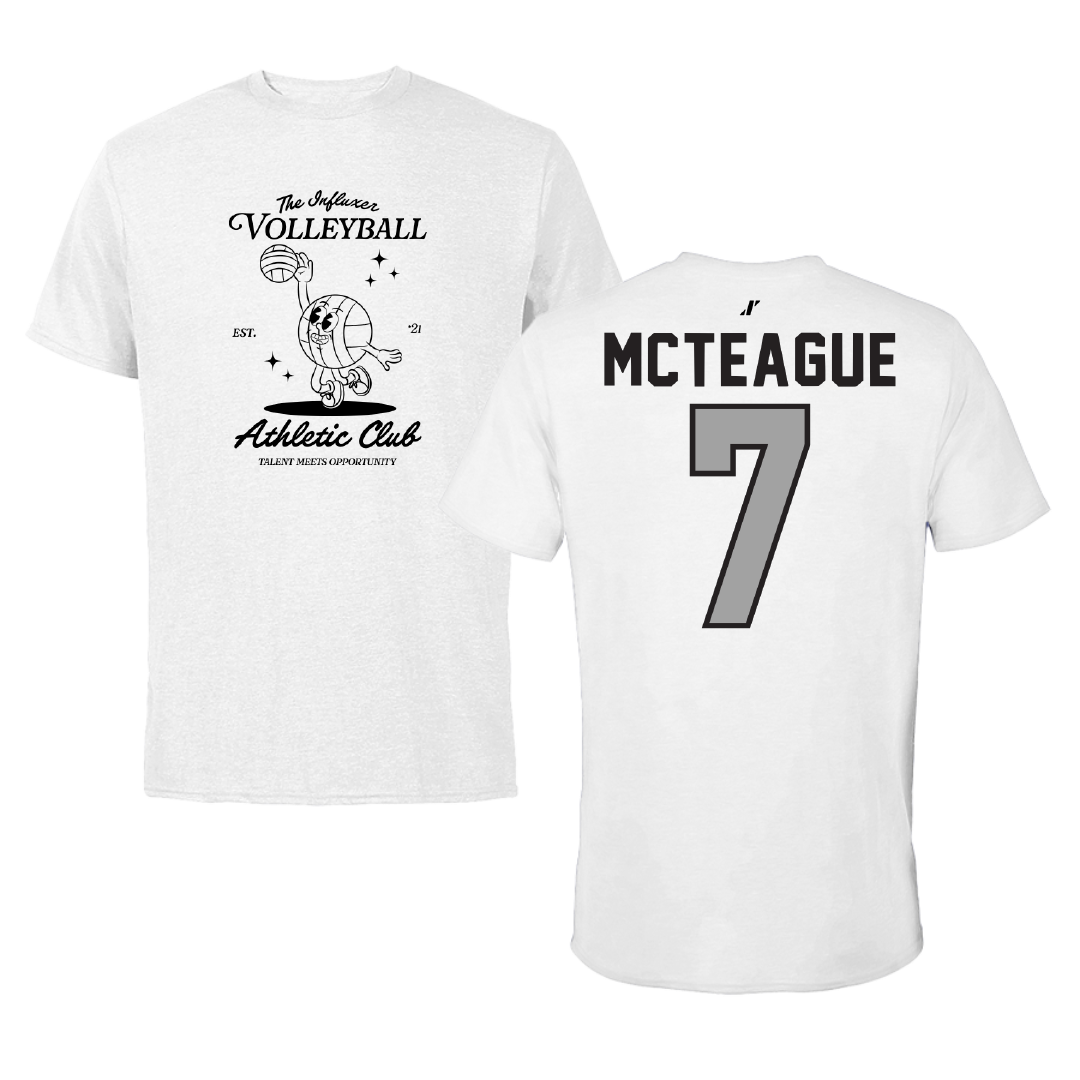 Volleyball White Influxer Athletic Club Tee - #7 Kyla McTeague