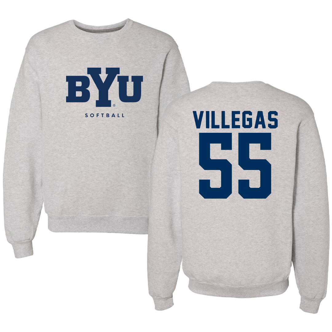 Brigham Young University Softball Gray Crewneck - #55 Jada Villegas