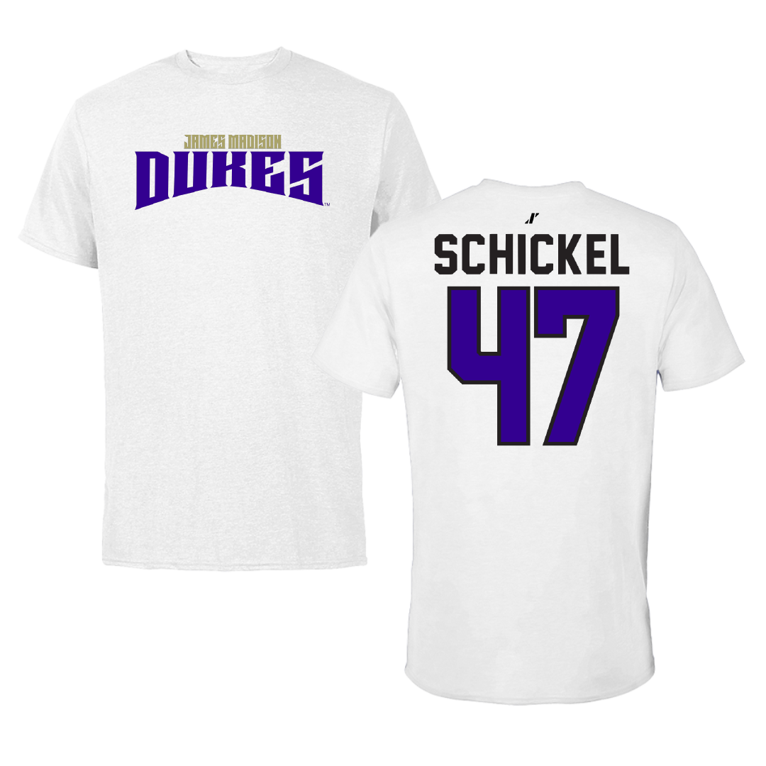 James Madison University Football White Classic Performance Tee - #47 Kaden Schickel