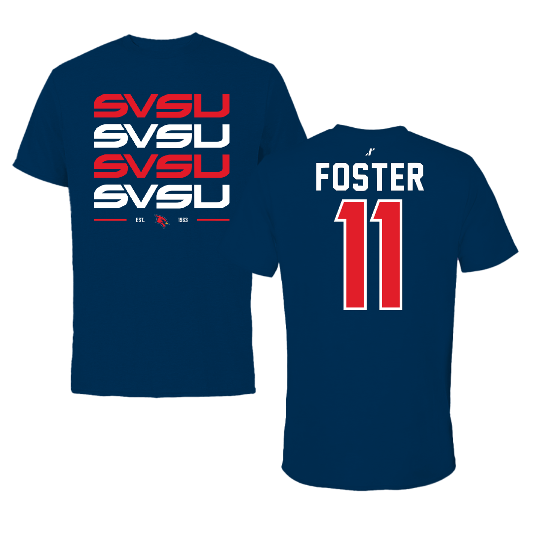 Saginaw Valley State University Volleyball Navy General Performance Tee - #11 Emily Foster