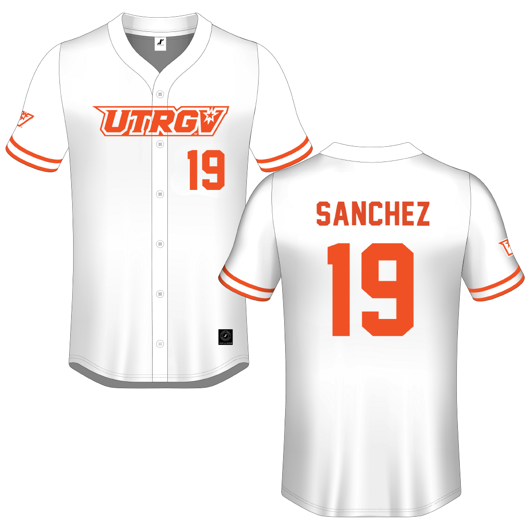 The University of Texas Rio Grande Valley White Button-Down Jersey - #19 Jacob Sanchez
