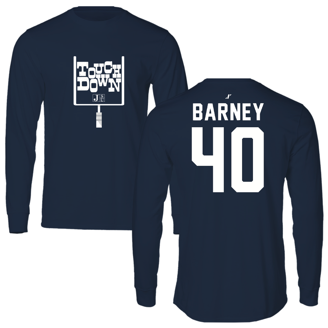 Jackson State University Football Navy Touchdown Performance Long Sleeve - #40 Braxton Barney