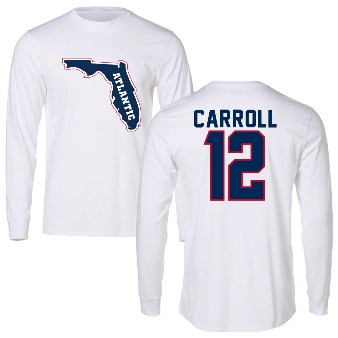 Florida Atlantic University Basketball White Long Sleeve - #12 Tre Carroll