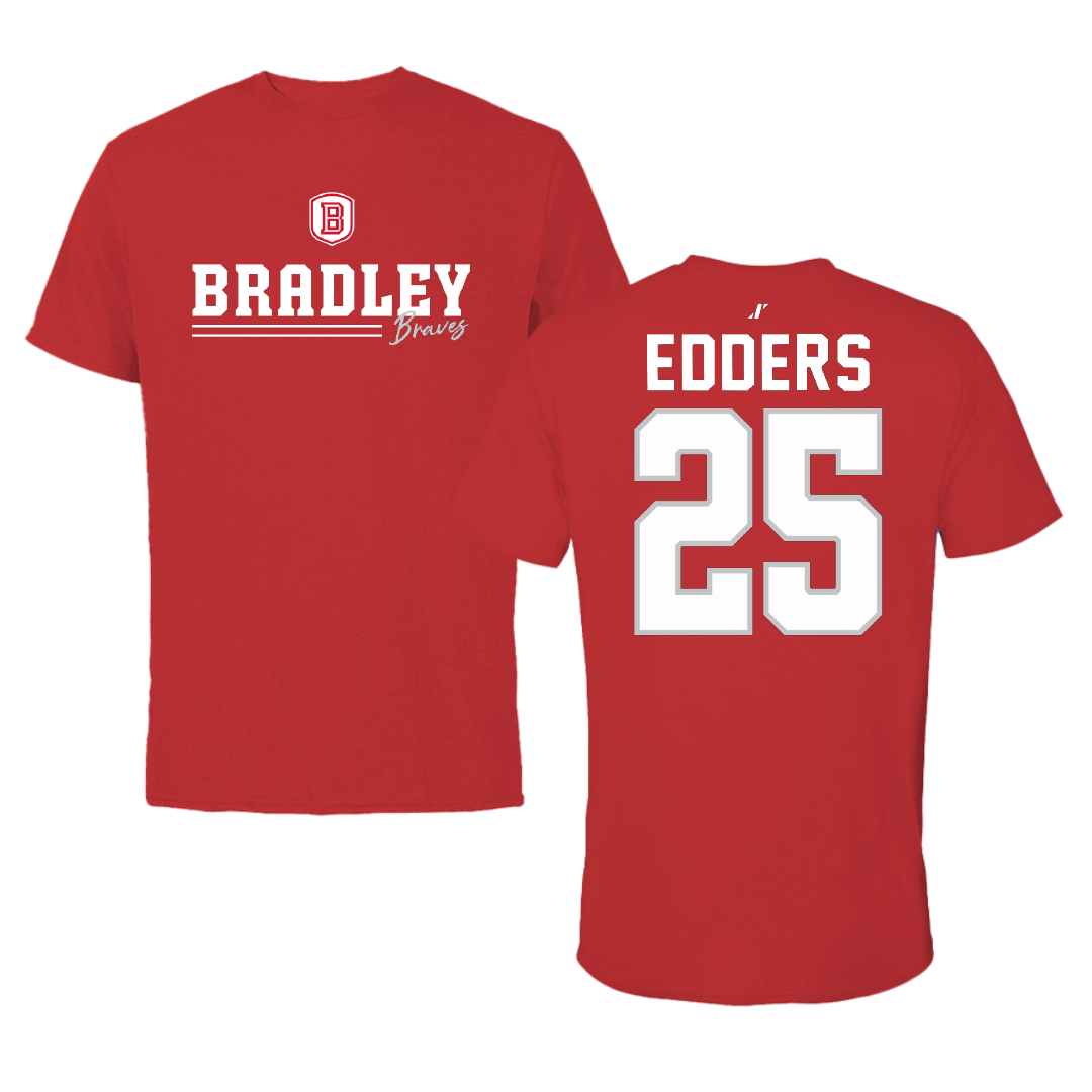 Bradley University Baseball Red General Tee - #25 Noah Edders