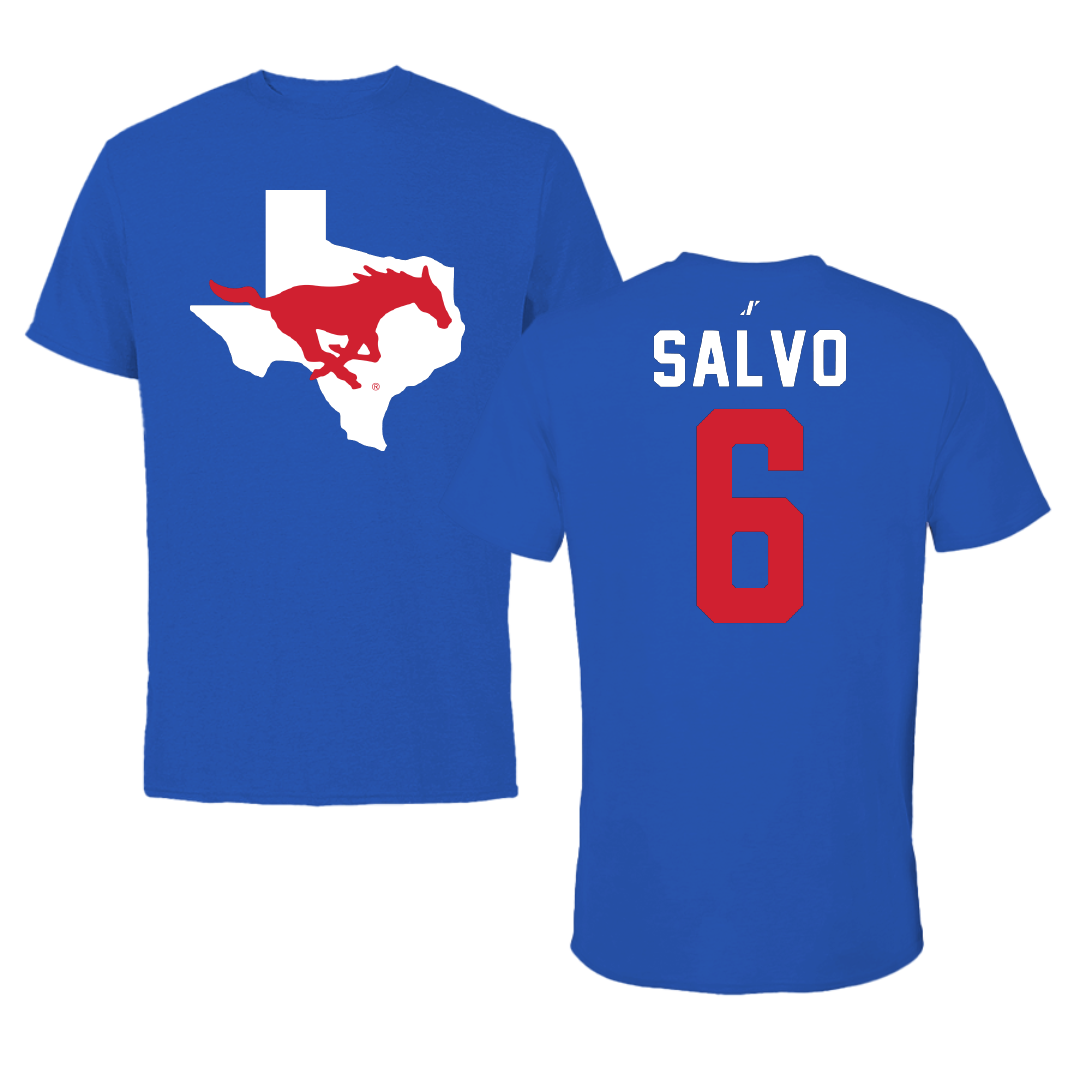 Southern Methodist University Soccer Blue State Performance Tee - #6 Alex Salvo