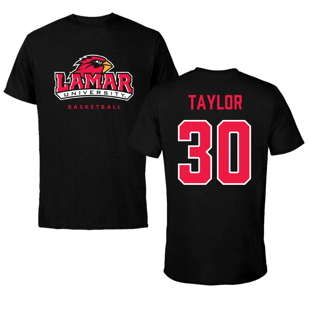 Lamar University Basketball Black Performance Tee - #30 R'Mani Taylor