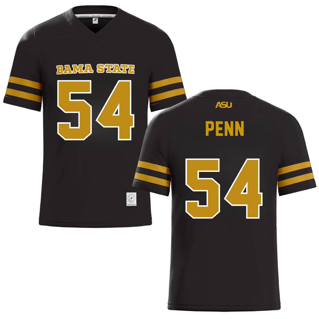 Alabama State University Black Football Jersey - #54 Dezmond Penn