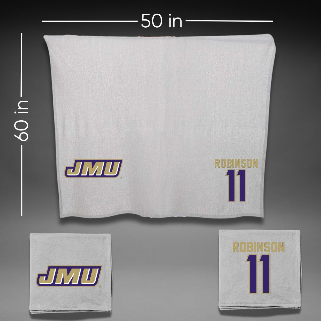 James Madison University Basketball Gray Blanket - #11 Bree Robinson