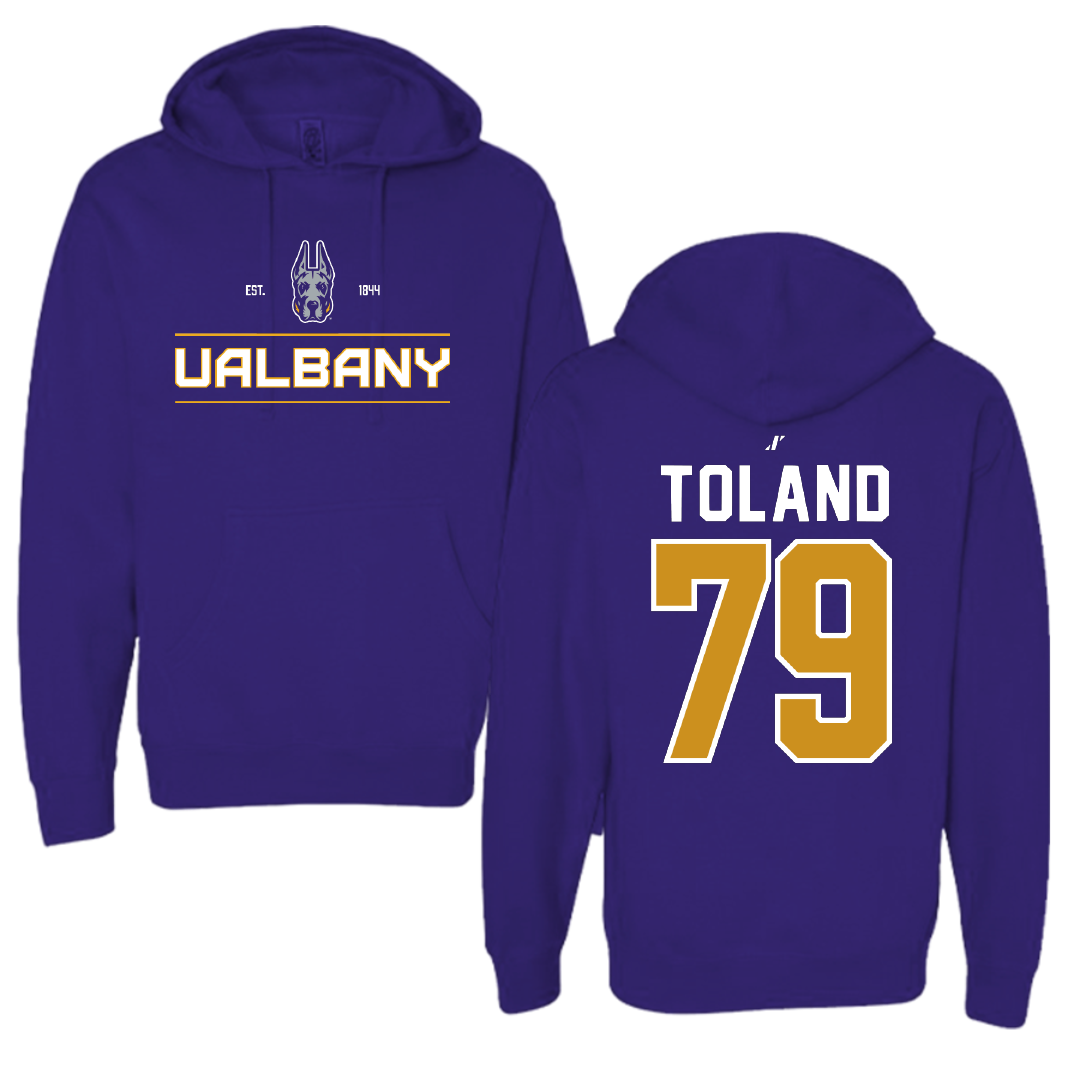 University at Albany Football Purple General Hoodie - #79 Ondre Toland