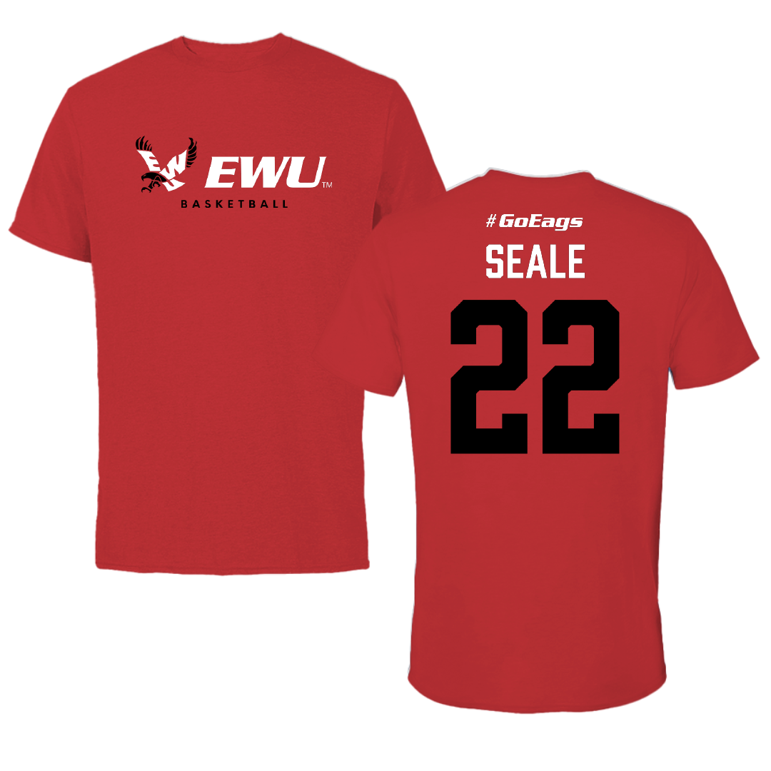 Eastern Washington University Basketball Red Block Performance Tee - #22 Jackson Seale