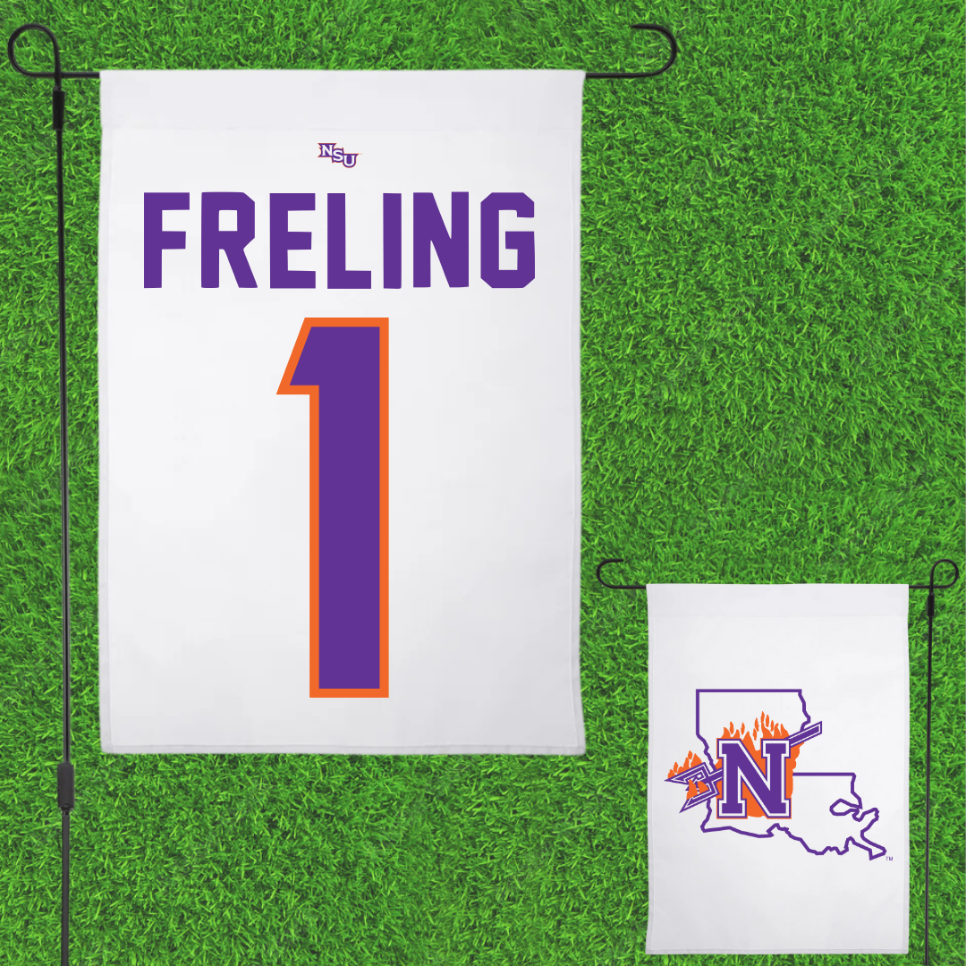 Northwestern State University Volleyball White Garden Flag - #1 Lorelei Freling