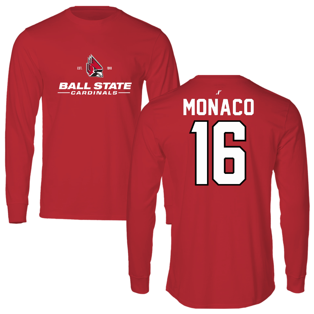 Ball State University Soccer Red General Long Sleeve - #16 Tori Monaco