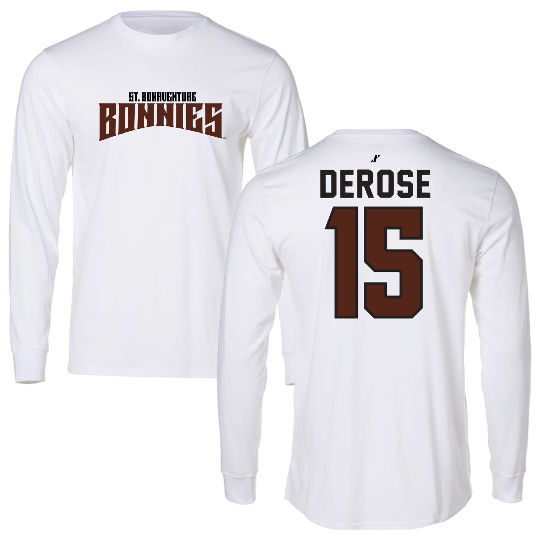 St. Bonaventure University Basketball White Classic Performance Long Sleeve - #15 Jack DeRose