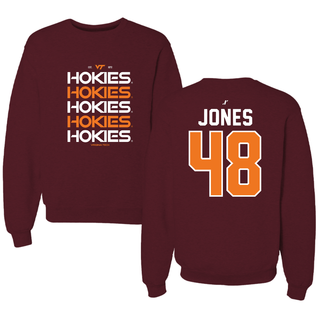Virginia Tech Baseball Maroon General Crewneck - #48 Mitch Jones