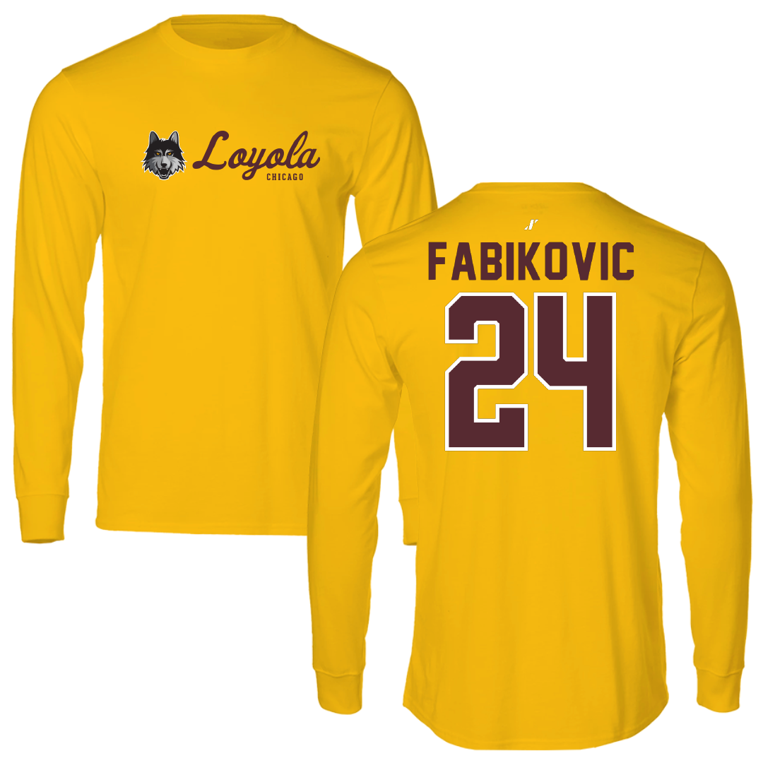 Loyola University-Chicago Volleyball Gold General Performance Long Sleeve - #24 Daniel Fabikovic