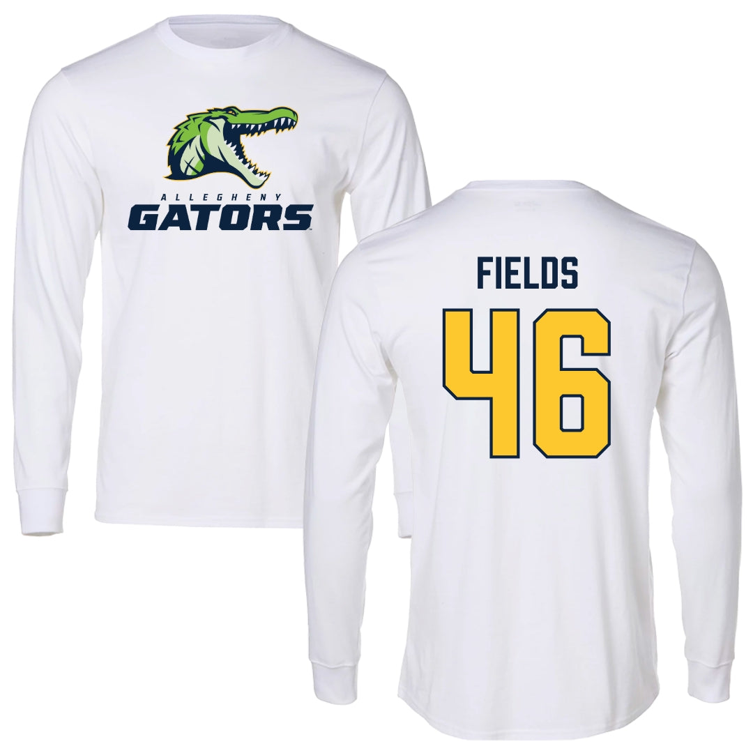 Allegheny College Football White Performance Long Sleeve - #46 Anthony Fields