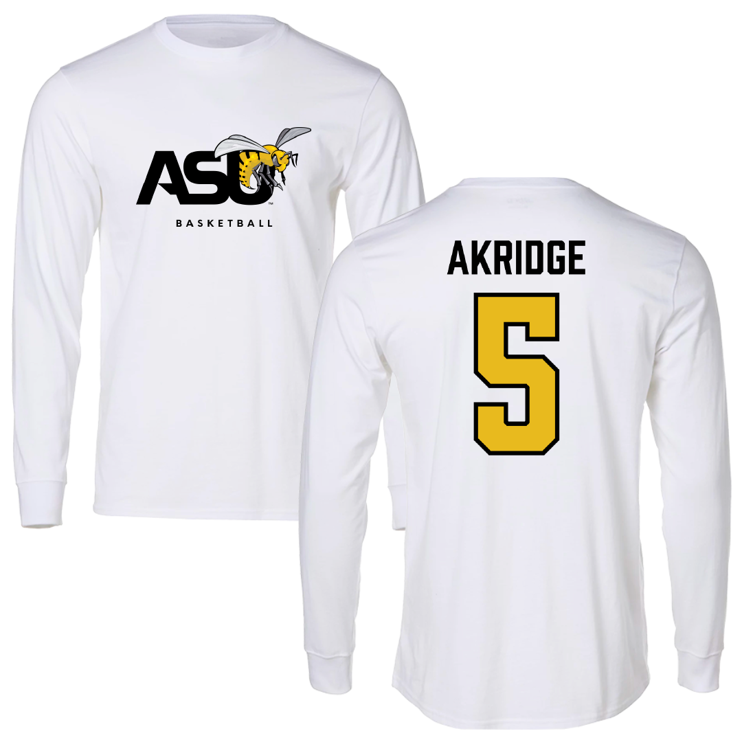 Alabama State University Basketball White Long Sleeve - #5 Solangelei Akridge