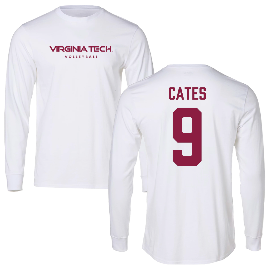 Virginia Tech Volleyball White Long Sleeve - #9 Sierra Cates