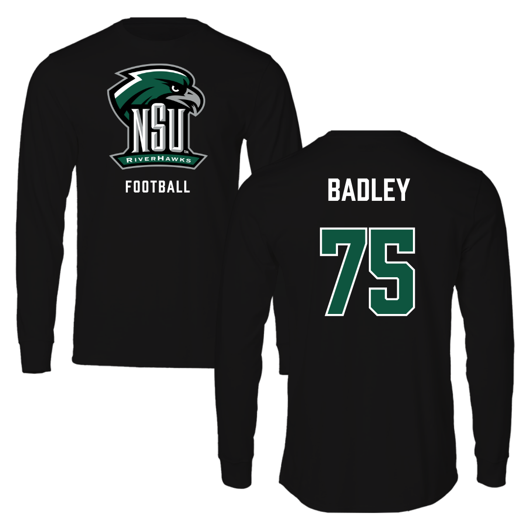 Northeastern State University Football Black Performance Long Sleeve - #75 Cayson Badley